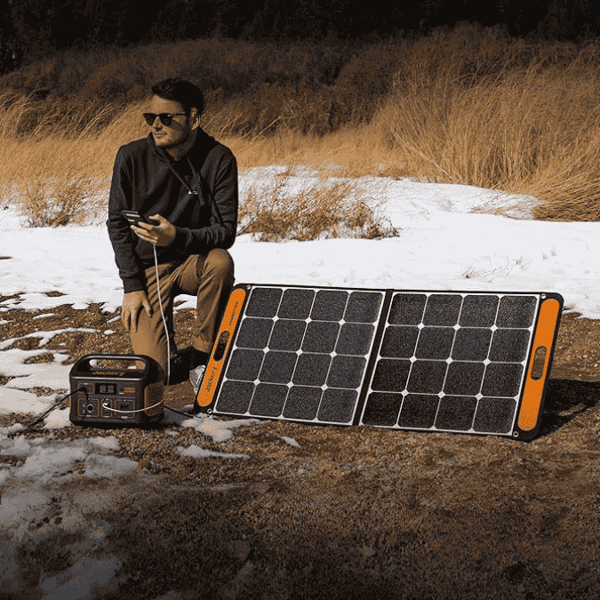 Portable power station outdoors
