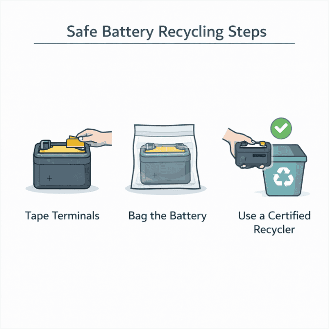 safe battery recycling steps