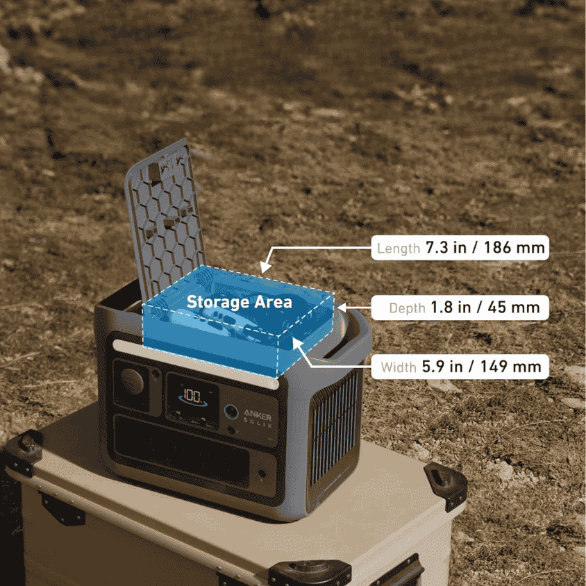Storage area in the Anker SOLIX C800