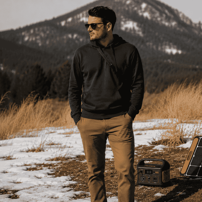 Portable power station outdoors
