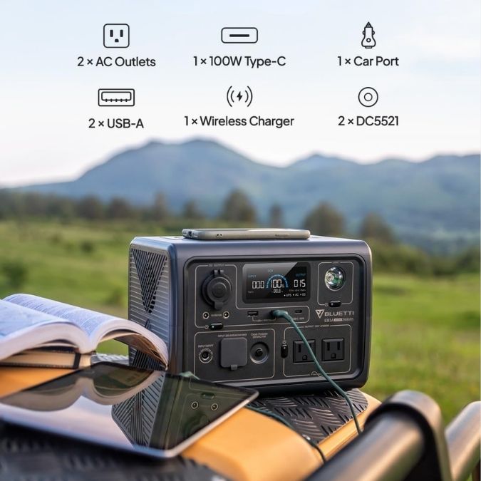 9 versatile outlets in the BLUETTI EB3A