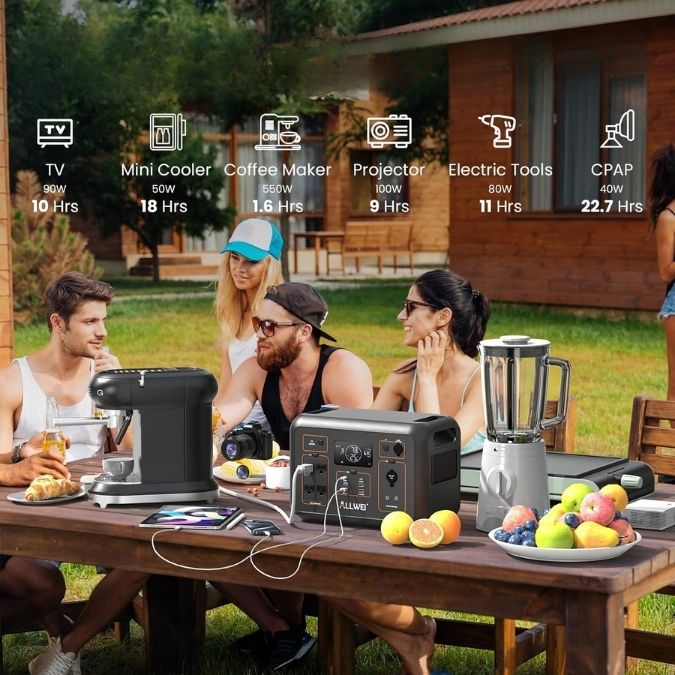 ALLWEI Portable Power Station powers multiple devices